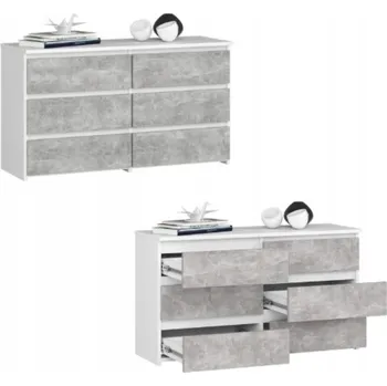 Komoda KOMODA CL100 6SZ PK BÍLÁ / BETON