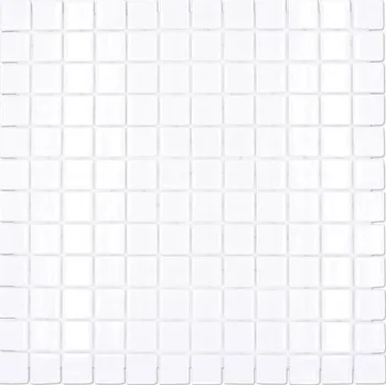 Obklad Skleněná mozaika bílá, bílá bazénová dlaždice 4mm