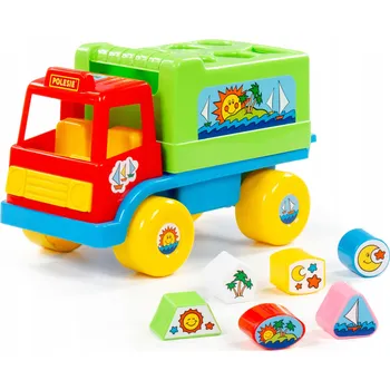 autíčko Nákladní auto třídič, vzdělávací hračka „Zábava“ Polesie – auto s kostkami