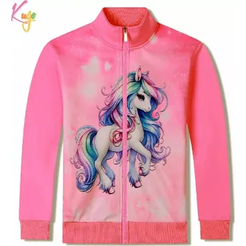 Dívčí mikina Teplá dívčí mikina Kugo PT2503 světle růžová (Dívčí mikina na zip s poníkem)