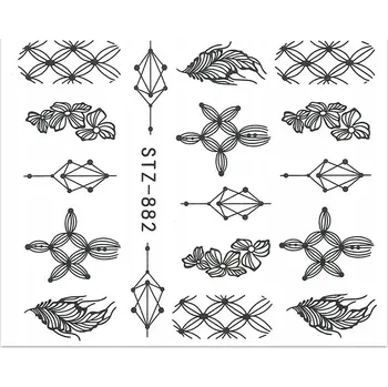 Samolepky na Zdobení Nehtů Vodní Vzory Černé Ornamenty STZ-882