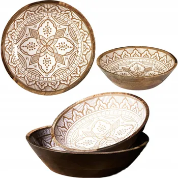 Dřevěná velká mísa salátová mísa Marrakesh béžová 28 cm MISKA AKÁCIE