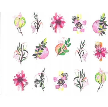 Samolepky na Zdobení Nehtů Vodolepky Barevné Květiny BN-1754