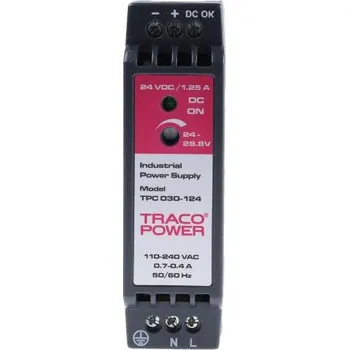 spínaný zdroj TRACOPOWER Spínaný Napájecí zdroj na lištu DIN, počet výstupů: 1, výstup: 24V dc, 1.25A, vstupní: 85 → 264 V ac
