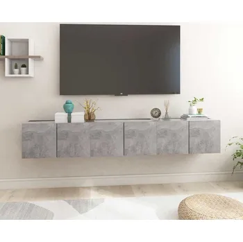 Obývací stěna vidaXL Závěsné TV skříňky 3 ks 60x30x30 cm kompozitní dřevo [804528] Barva: Betonová šedá