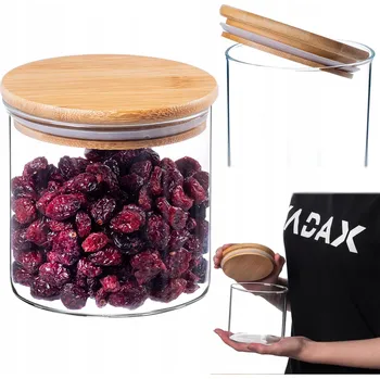 Dóza na potraviny KADAX SKLENĚNÁ DÓZA NA POTRAVINY KOŘENÍ S BAMBUSOVÝM VÍKEM 680 ml