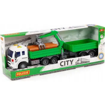 autíčko Nákladní auto s valníkem, zvedákem a přívěsem City – pohon, světlo a zvuk