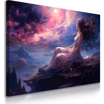 Obraz OBRAZ NA ZEĎ DO OBÝVÁKU ABSTRAKCE POHÁDKOVÁ KRAJINA ŽENA V NOCI 120x80