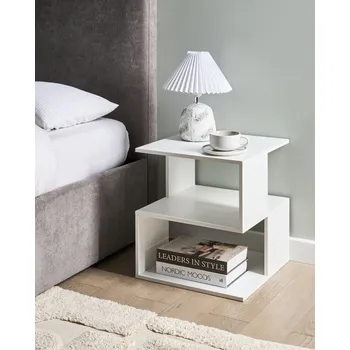 Noční stolek Noční stolek bílý dřevotříska otevřené police úložný nábytek ložnice moderní styl Beliani