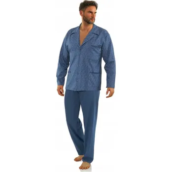 Pánské pyžamo SESTO SENSO Pánské pyžamo rozepínací dlouhé bavlněné barva Jeans 2636/01 XL