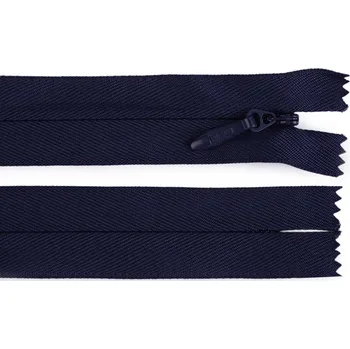 Spirálový zip skrytý No 5 délka 60 cm pevný, barva 330 modrá tmavá