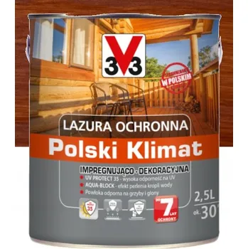 Lak na dřevo V33 Ochranná lazura Polský Klima 2,5l mahagon, impregnace