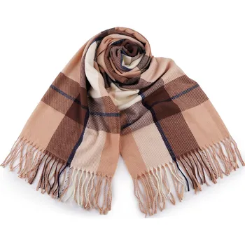 Šála Šátek / šála / pléd s třásněmi 65x175 cm, barva 1 béžová světlá