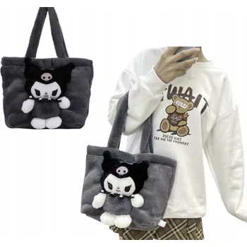 Kabelka Plyšová kabelka Kuromi Sanrio S POSTAVIČKOU TAŠKA PŘES RAMENO MĚKKÁ LEHKÁ STYLOVÁ