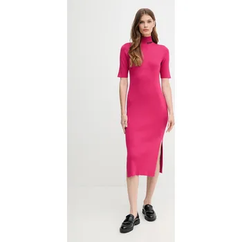 Dámské šaty Šaty Dkny růžová barva, midi, přiléhavé, DJ5R0751 42X, vel. M