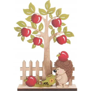 Obraz Strom dřevěný s plotem a ježkem 23 cm