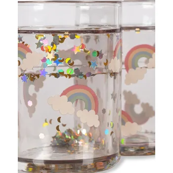 Konges Sløjd Dětské třpytivé kelímky Rainbow/Outer Space 180&nbsp;ml – set&nbsp;2&nbsp;ks rainbow
