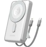 Powerbanka Dudao K29 10000mAh PD 20W MagSafe s kovovým pouzdrem, stojánkem a vestavěnými kabely USB-C/Lightning - stříbrná