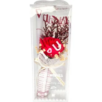 umělá květina STABILIZOVANÁ RŮŽE KYTICE ČERVENÝCH RŮŽÍ V KRABIČCE DÁREK FLOWER BOX 24 CM