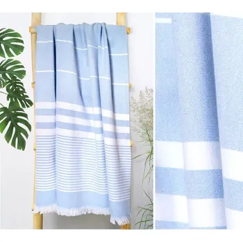 Ručník Bavlněný ručník se střapci - modrý se vzorem Šírka: 90 cm | Dĺžka: 180 cm