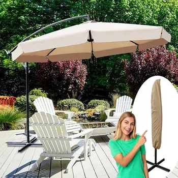 Slunečník Velký zahradní slunečník béžové barvy se stojanem