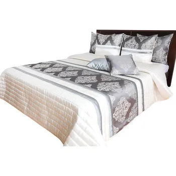 Přehoz na lůžko Luxusní přehoz na postel s barokním designem v zlato šedé barvě Šířka: 240 cm | Délka: 260 cm