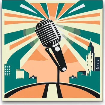 Malování podle čísel - Mikrofon Velikost: 30x30cm, Rámování: Pouze srolované plátno