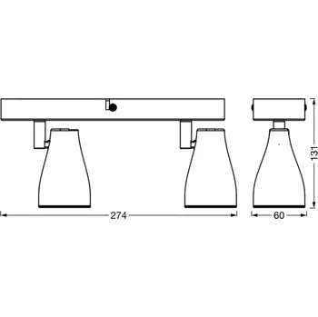 Lampička OSRAM stropní bodové světlo PEAR, černý, 2-křídlový, GU10-LED 2 700 K černá 2 x 4,3 W LED - Doprava zdarma