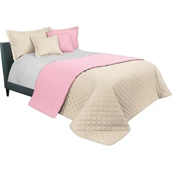 Přehoz na lůžko Kvalitní prošívaný přehoz v béžovo růžové barvě 200 x 220 cm