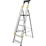 Hliníkový žebřík se 6 schůdky, zábradlím a nosností 150 kg