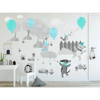 Samolepící dekorace Úžasná dětská nálepka do dětského pokoje veselá zvířátka 80 x 160 cm