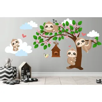 Samolepící dekorace Úžasná nálepka na zeď zamilované lenochody 80 x 160 cm