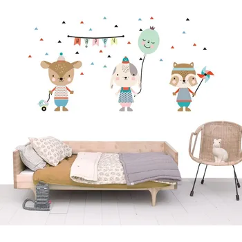 Samolepící dekorace Nálepka na zeď s párty zvířátky