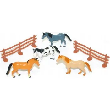 Figurka Koně s ohradou 4 ks v sáčku