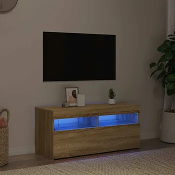 Obývací pokoj vidaXL TV skříňka s LED osvětlením 90x35x40 cm [804383] Barva: dub sonoma