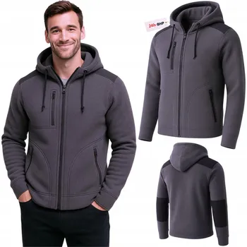 Pánská mikina Fleecová pracovní mikina Polar ROBOCZY Mikina fleecová Pracovní BOZP Ochranná TEPLÁ SILNÁ KAPUCE ŠEDÁ