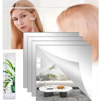 Zrcadlo SAMOLEPICÍ AKRYLOVÁ ZRCADLA 30X30CM 4KS DEKORATIVNÍ PLASTOVÁ NA ZEĎ