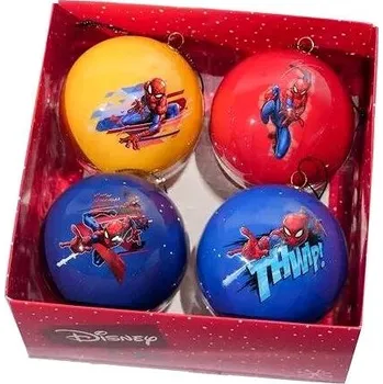 Vánoční dekorace KURT ADLER Marvel Sada vánočních ozdob se Spidermanem, 4 kusy