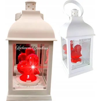 Smuteční dekorace BÍLÁ HŘBITOVNÍ SVÍČKA SRDCE PRO DĚDEČKA NA HROB SVÍTILNA NA HŘBITOV