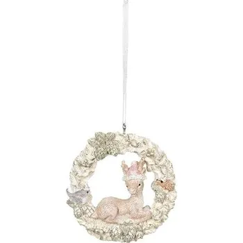 Vánoční dekorace CLAYRE & EEF Vánoční ozdoba - Srneček ve věnci
