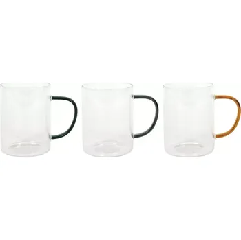 Hrnek na čaj s barevným uchem, různé barvy, objem: 0,4 litru, výška: 100 mm, průměr: 80 mm