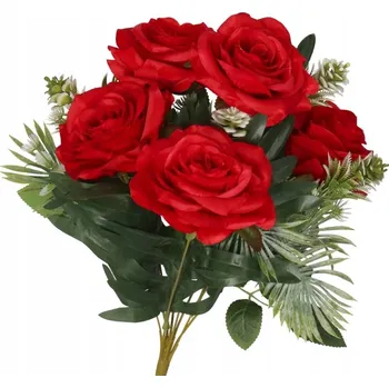 umělá květina RŮŽE V KYTICI UMĚLÉ KVĚTINY JAKO ŽIVÉ 49 CM VELKÁ KYTICE HUSTÁ