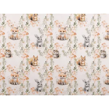 Bavlněná látka / plátno zvířátka METRÁŽ - 959 bílá