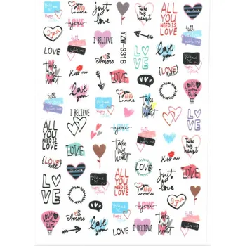 Samolepky na Zdobení Nehtů Samolepící Tenké Valentýnské YZW-S318