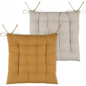 Polštář Polštář na židli DUO 40x40 cm medově béžový, oboustranný, bavlna, tkaničky