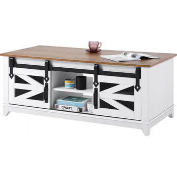 Konferenční stolek Konferenční stolek 121x56x48,1 cm, 2úrovňový, obdélníkový, s posuvnými dvířky