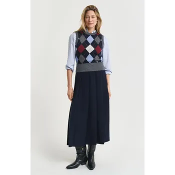 Dámská sukně SUKNĚ GANT WIDE PLEATED MIDI SKIRT EVENING BLUE