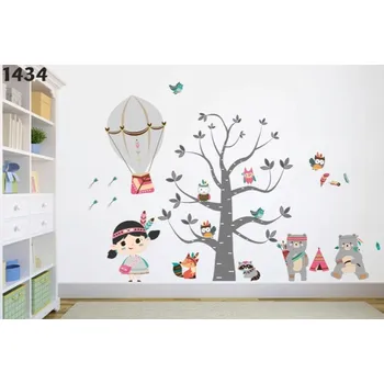 Samolepící dekorace Originální dětská nálepka na zeď veselí indiáni 80 x 160 cm