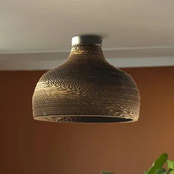 Stropní světlo OSRAM HAT, hnědé, Ø 36 cm, vlnitá lepenka, E27 hnědý 1 x 15 W LED - Doprava zdarma