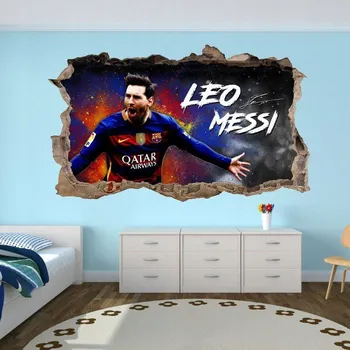 Samolepící dekorace Nálepka na zeď 3D Lionel Messi 47x77 cm